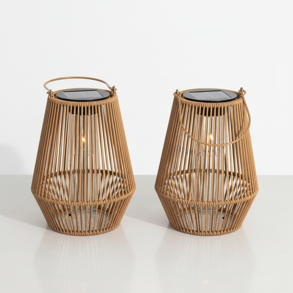Solar Rattan Outdoor Lantern