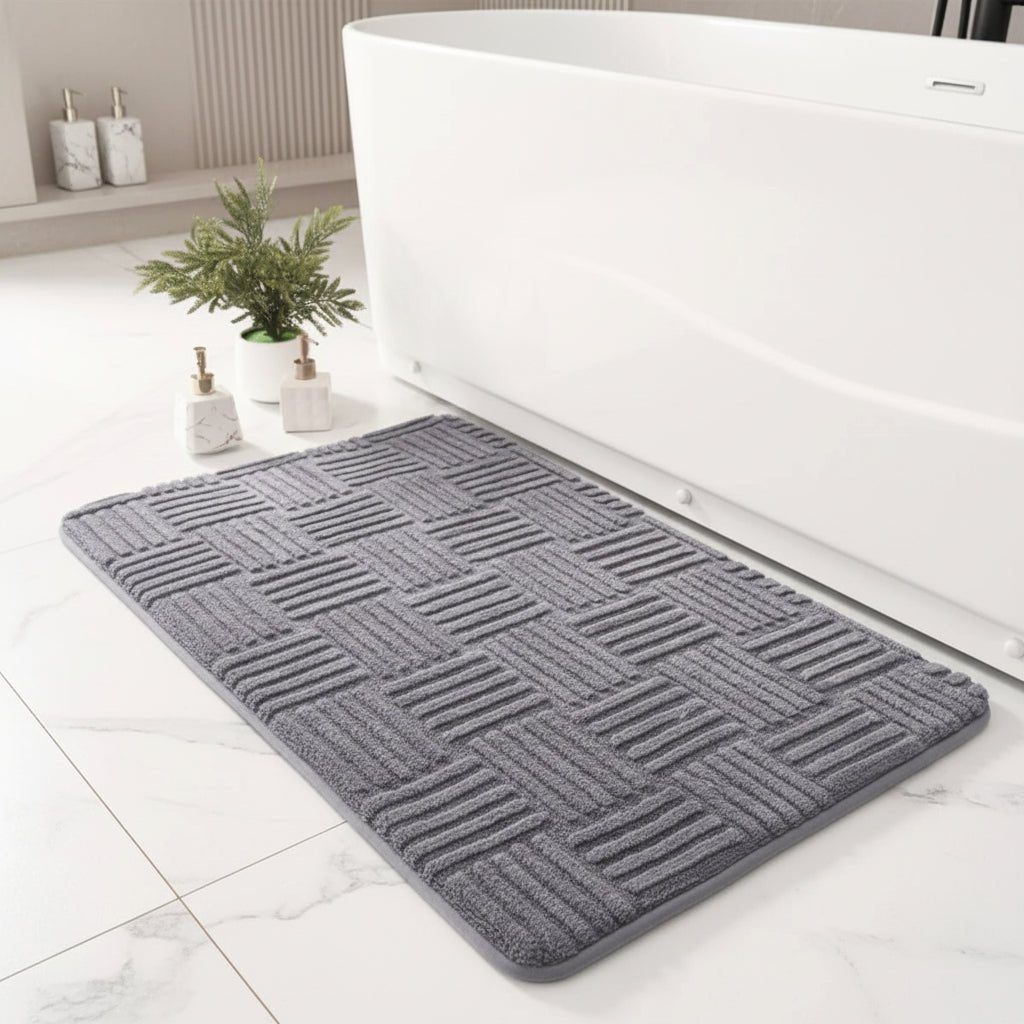 Striped Shower Mats with Thick Absorbent Design
