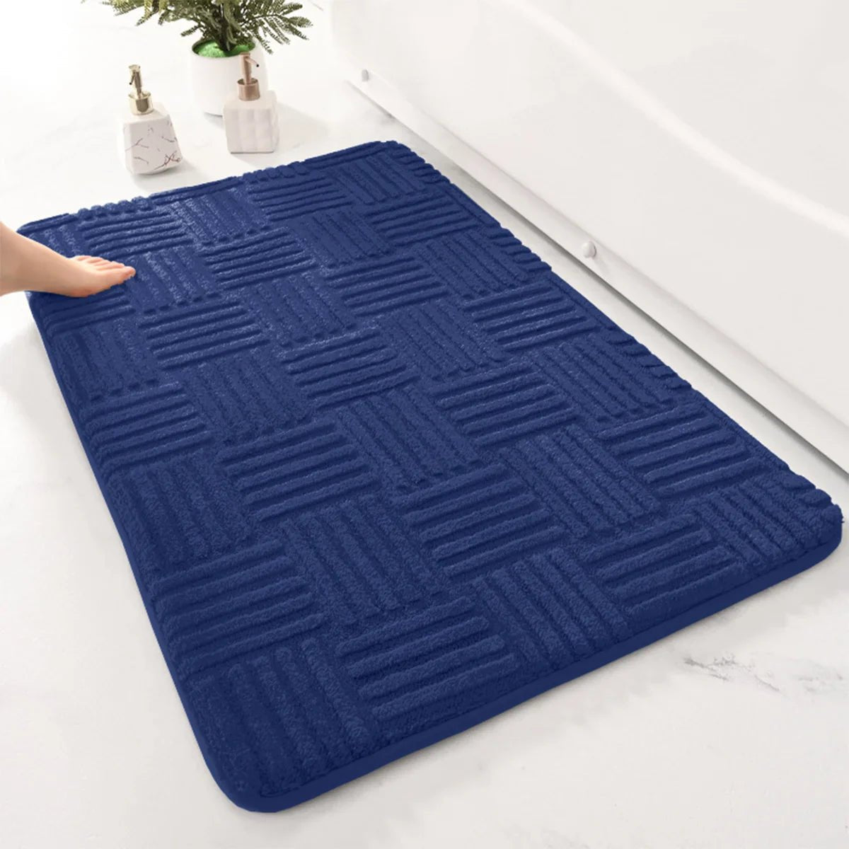 Striped Shower Mats with Thick Absorbent Design