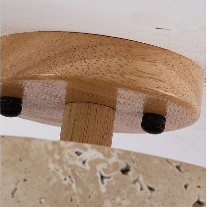 Travertine Ceiling Light with Wood Base Trim