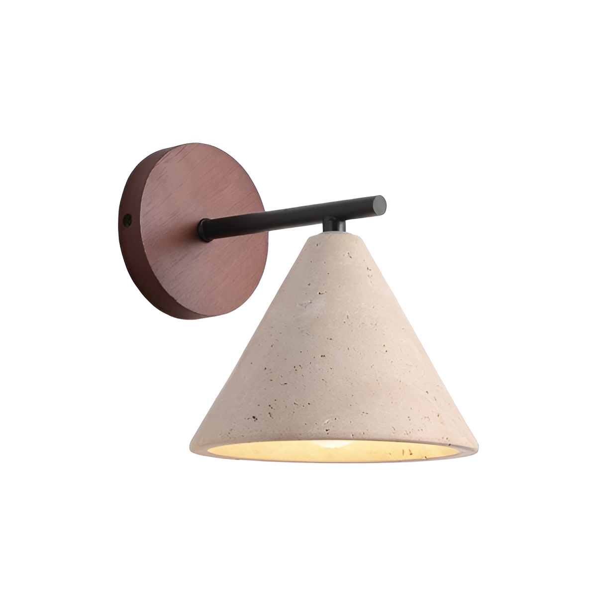 Travertine Cone Wall Sconce with Wood Mount