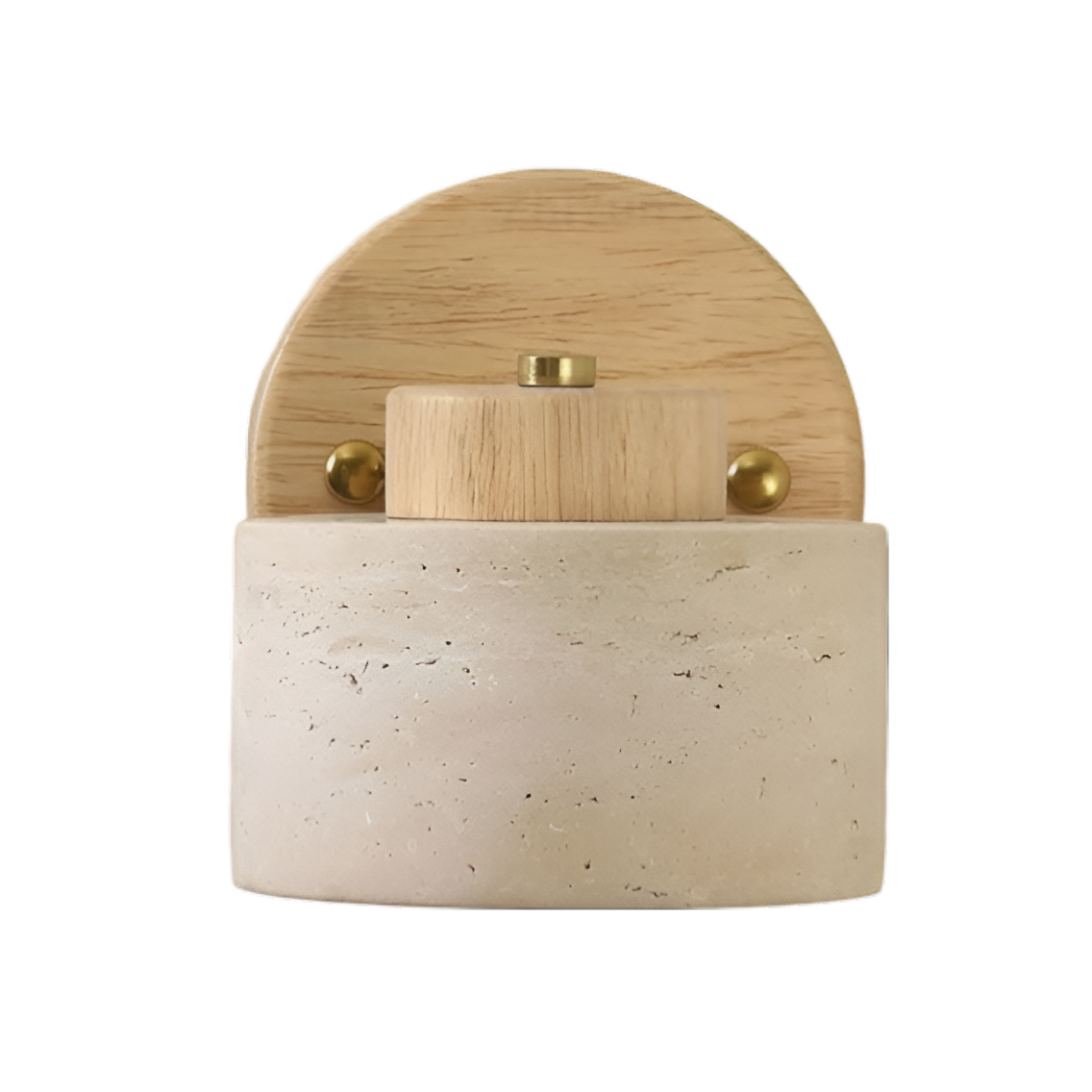 Travertine Wood Wall Light with Cylinder Shade