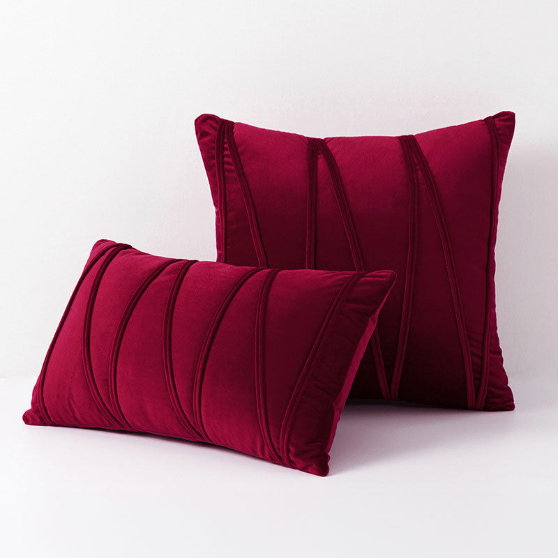 Velvet Cushion Cover Set with Pleated Design