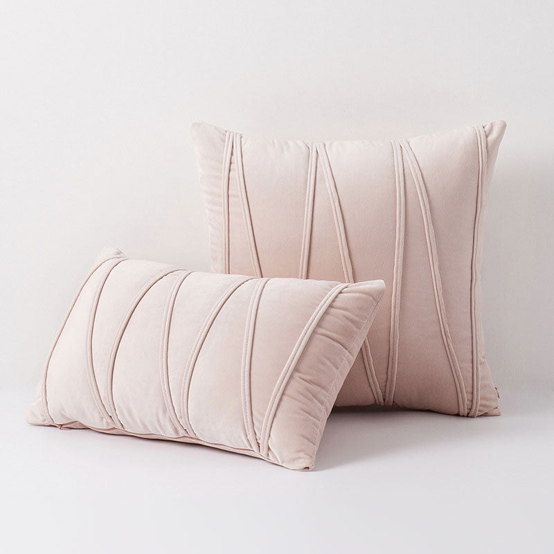 Velvet Cushion Cover Set with Pleated Design