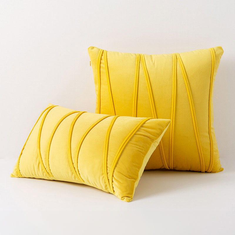 Velvet Cushion Cover Set with Pleated Design