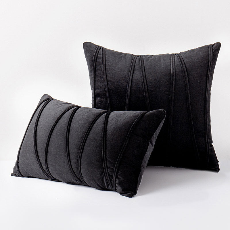 Velvet Cushion Cover Set with Pleated Design