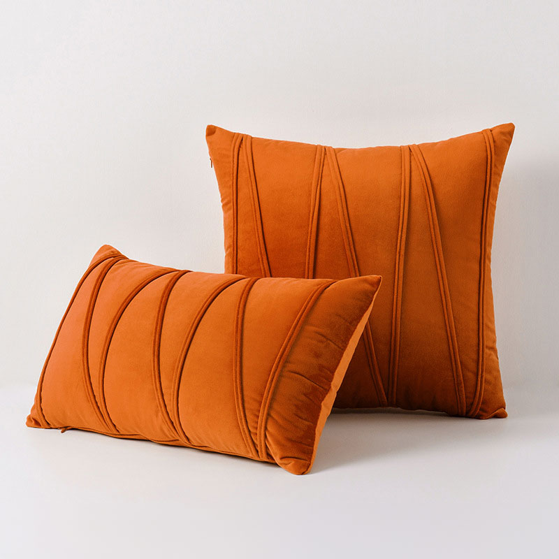 Velvet Cushion Cover Set with Pleated Design