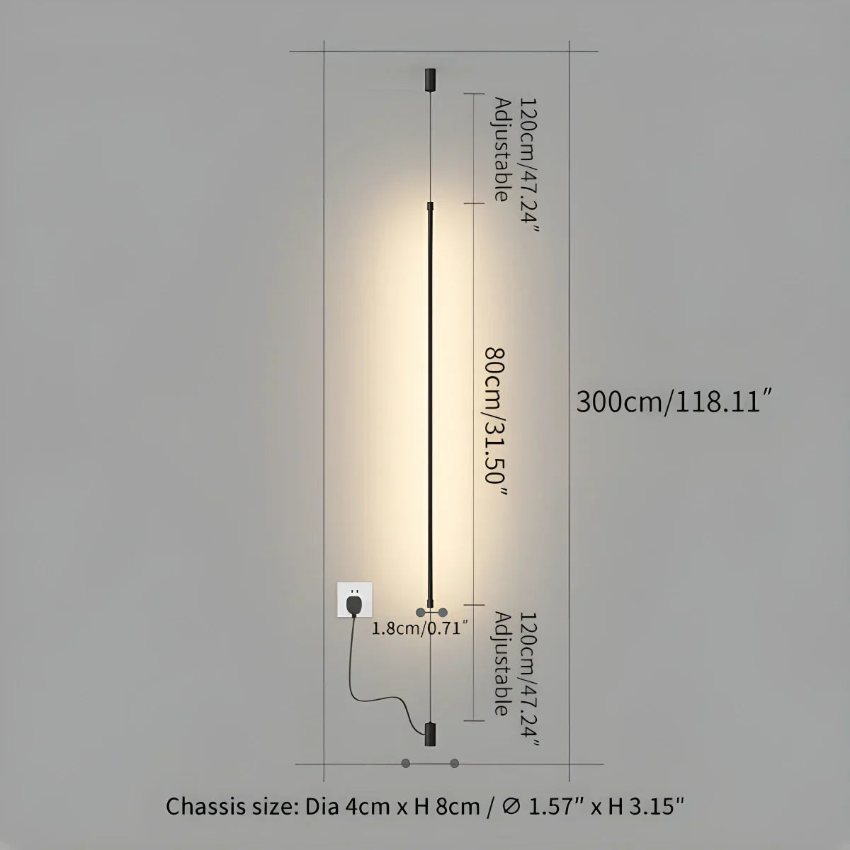 Vertical Line Floor-to-Ceiling LED Lamp