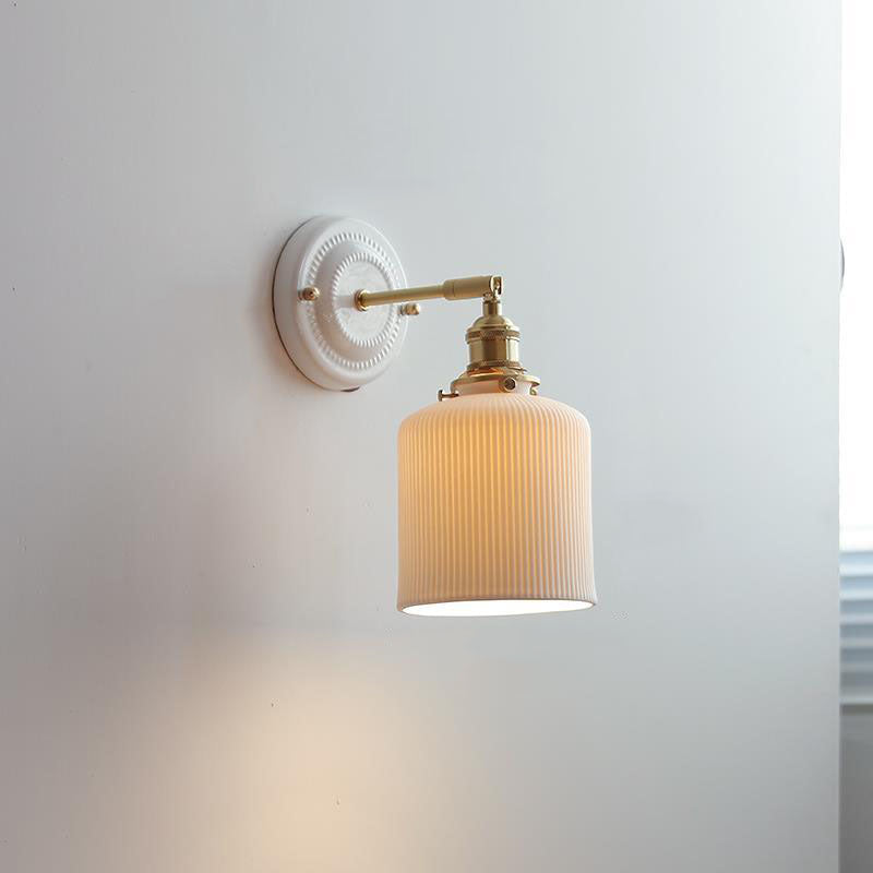 Vintage Ceramic Brass Wall Sconce with Retro Japanese Design