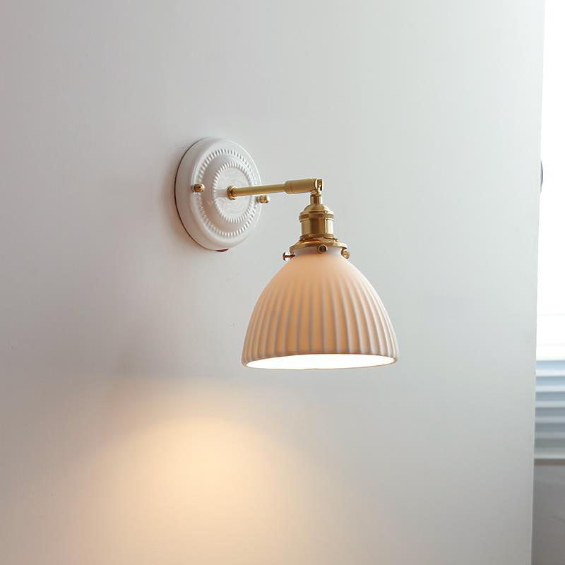 Vintage Ceramic Brass Wall Sconce with Retro Japanese Design