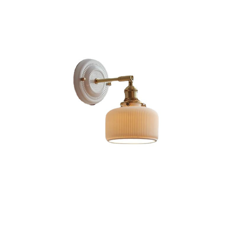 Vintage Ceramic Brass Wall Sconce with Retro Japanese Design
