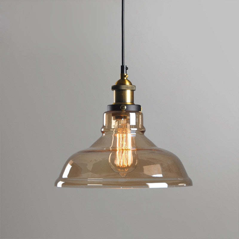 Vintage Glass Chandelier with Industrial Socket