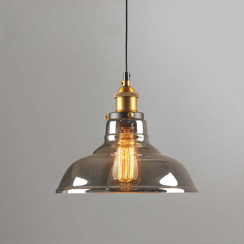 Vintage Glass Chandelier with Industrial Socket
