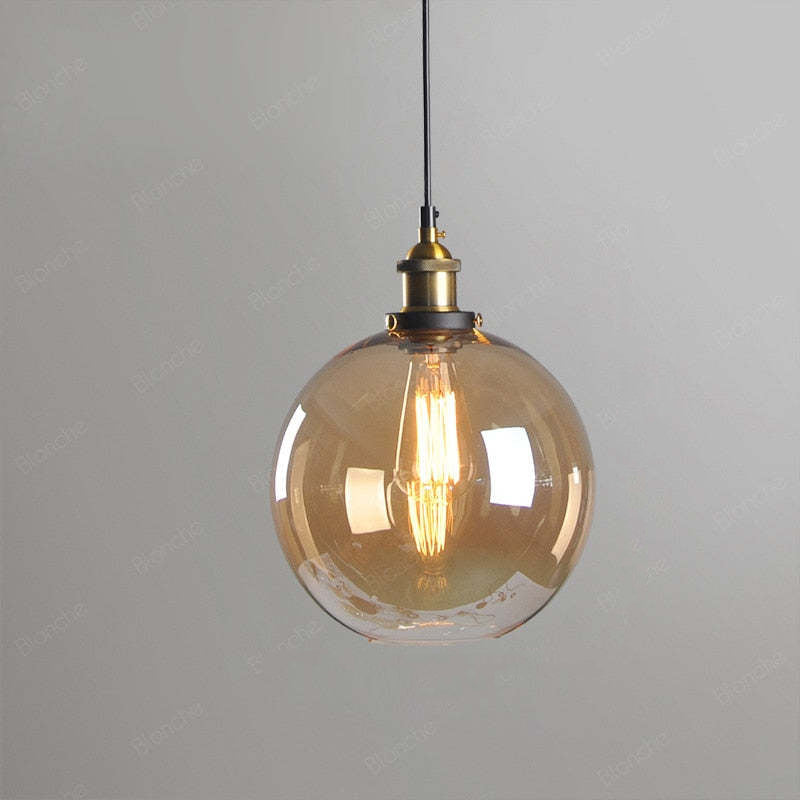 Vintage Glass Chandelier with Industrial Socket