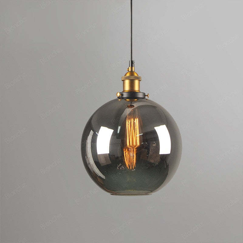 Vintage Glass Chandelier with Industrial Socket