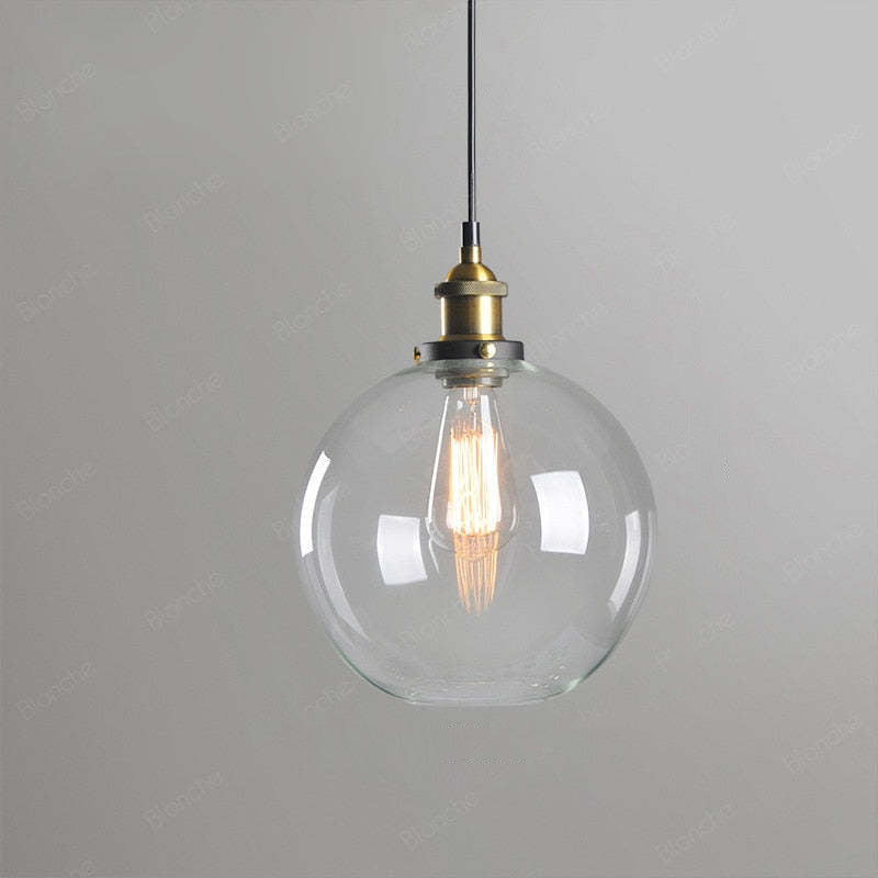Vintage Glass Chandelier with Industrial Socket