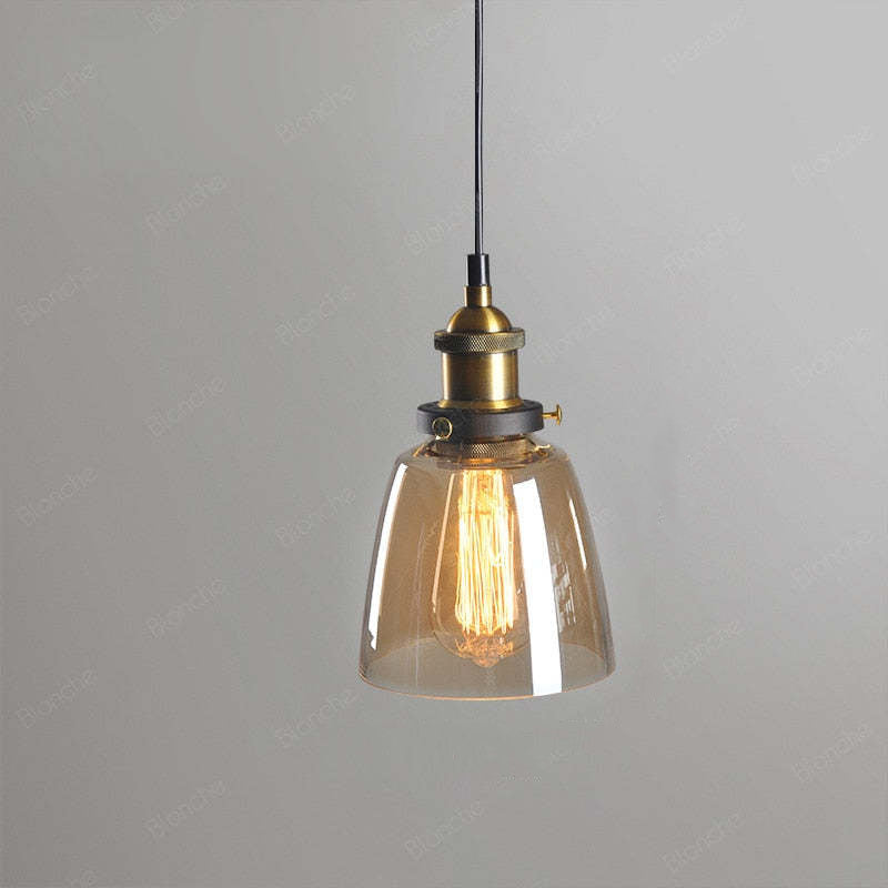 Vintage Glass Chandelier with Industrial Socket
