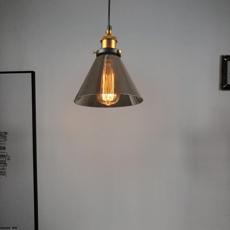 Vintage Glass Chandelier with Industrial Socket