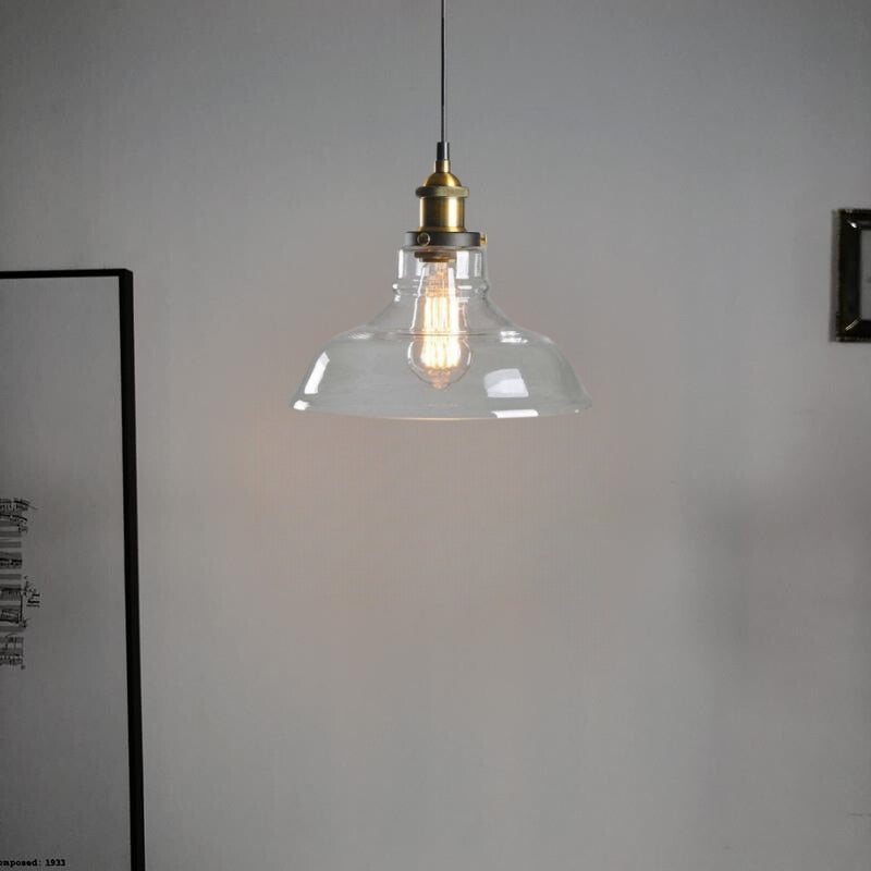 Vintage Glass Chandelier with Industrial Socket