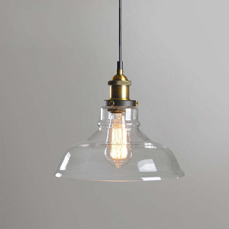 Vintage Glass Chandelier with Industrial Socket