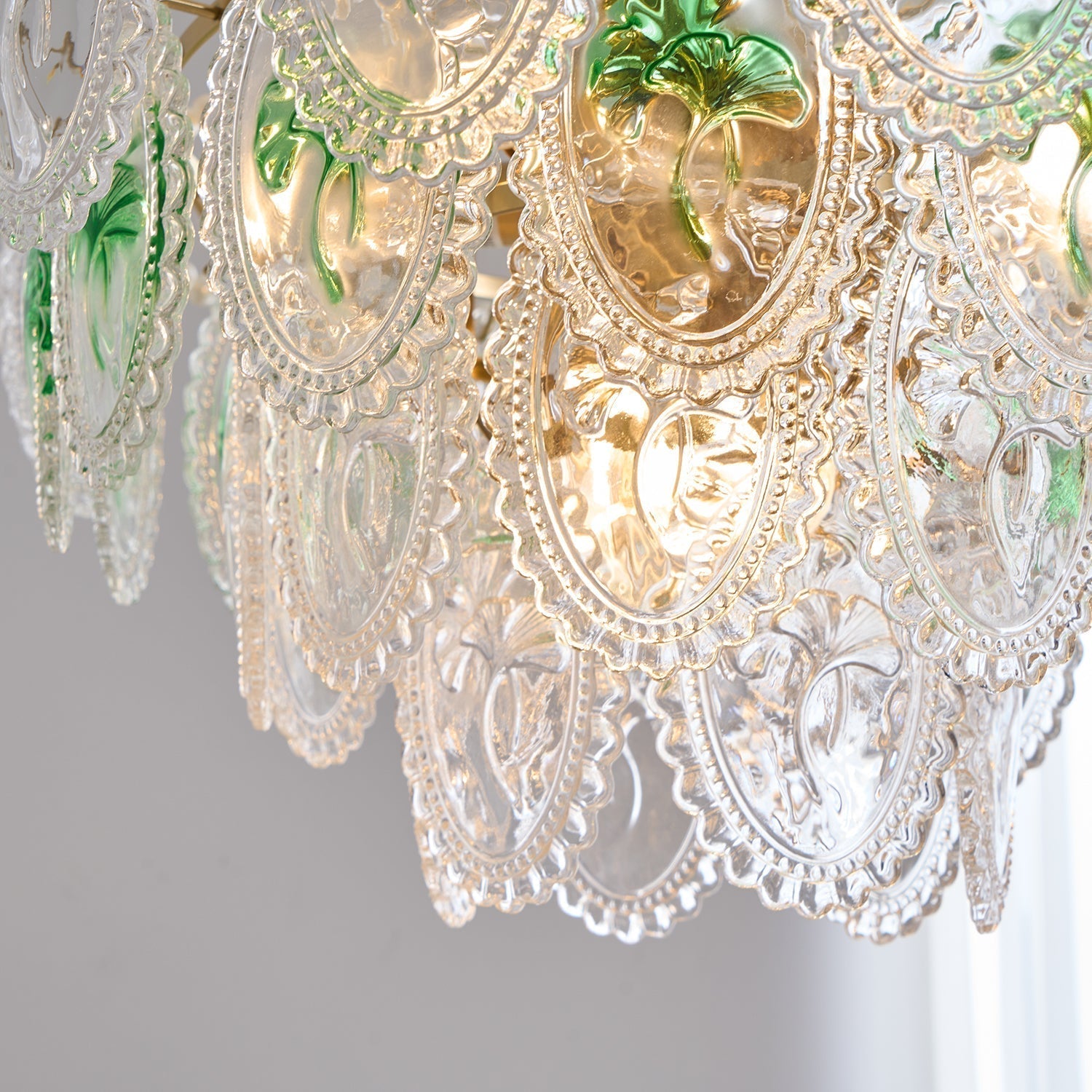 Vintage Pearl Glass Dining Room Chandelier with Gold Frame