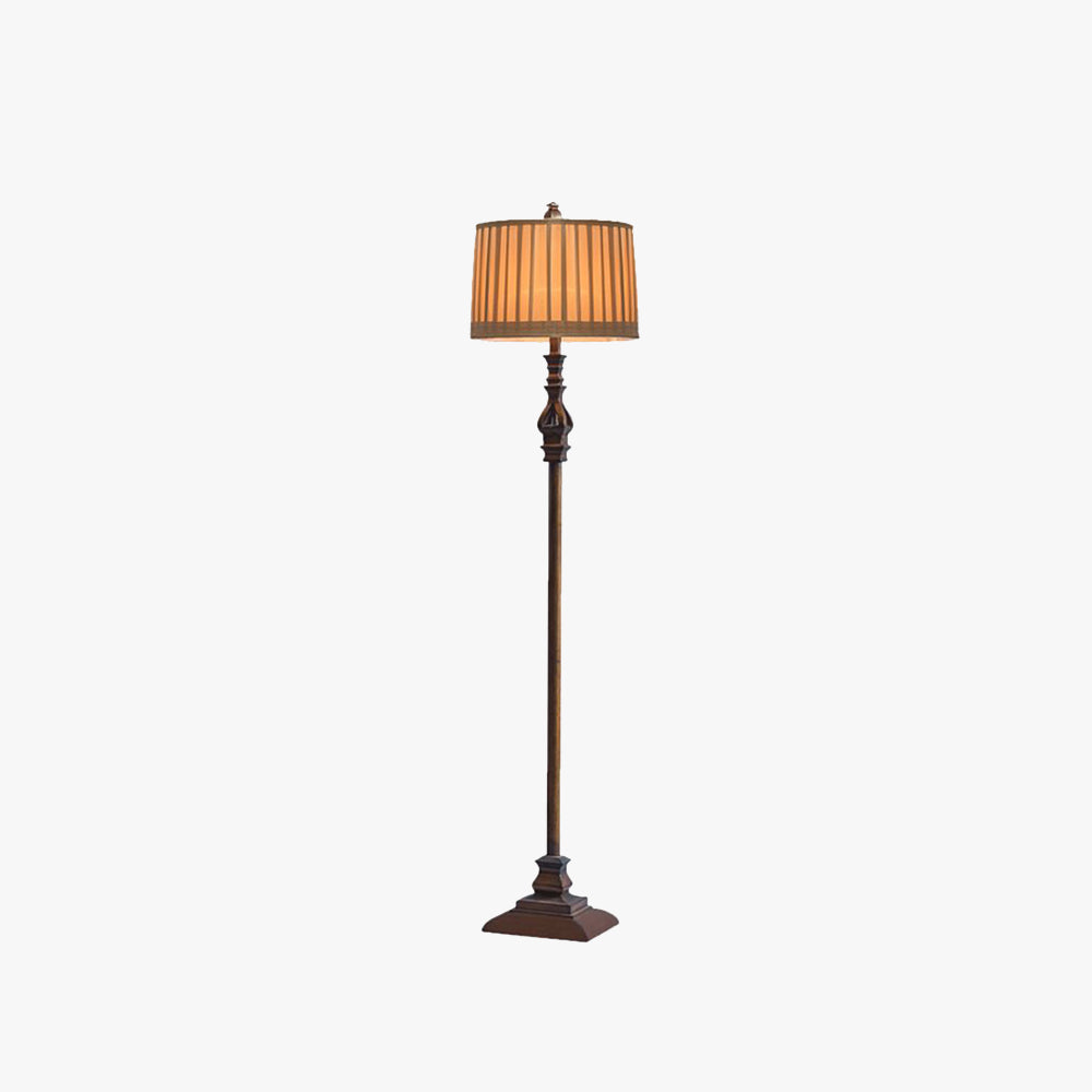 Vintage Resin Floor Lamp with Fabric Shade for Warm Ambient Lighting