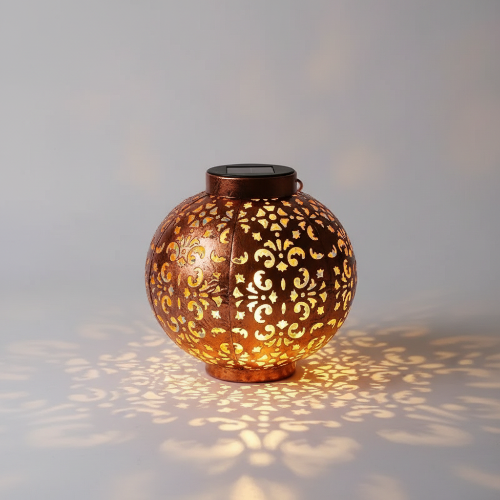 Vintage Solar Garden Lantern with Decorative Globe Design