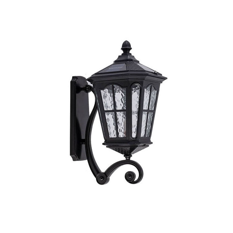 Vintage Solar Wall Lantern with Glass Panels