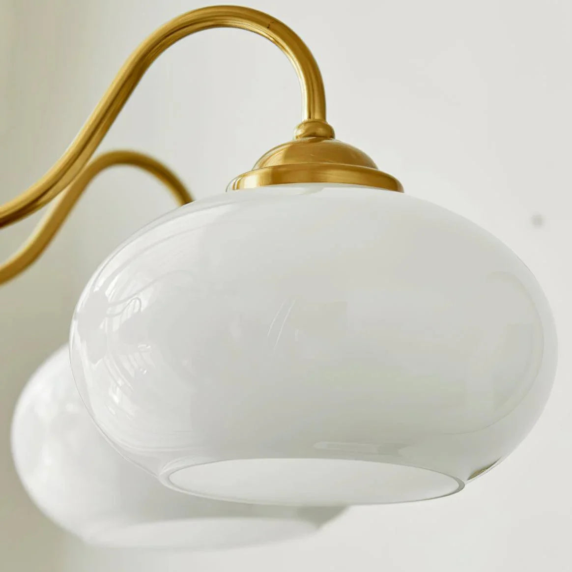 Vintage Wood Glass Chandelier with Three Lights
