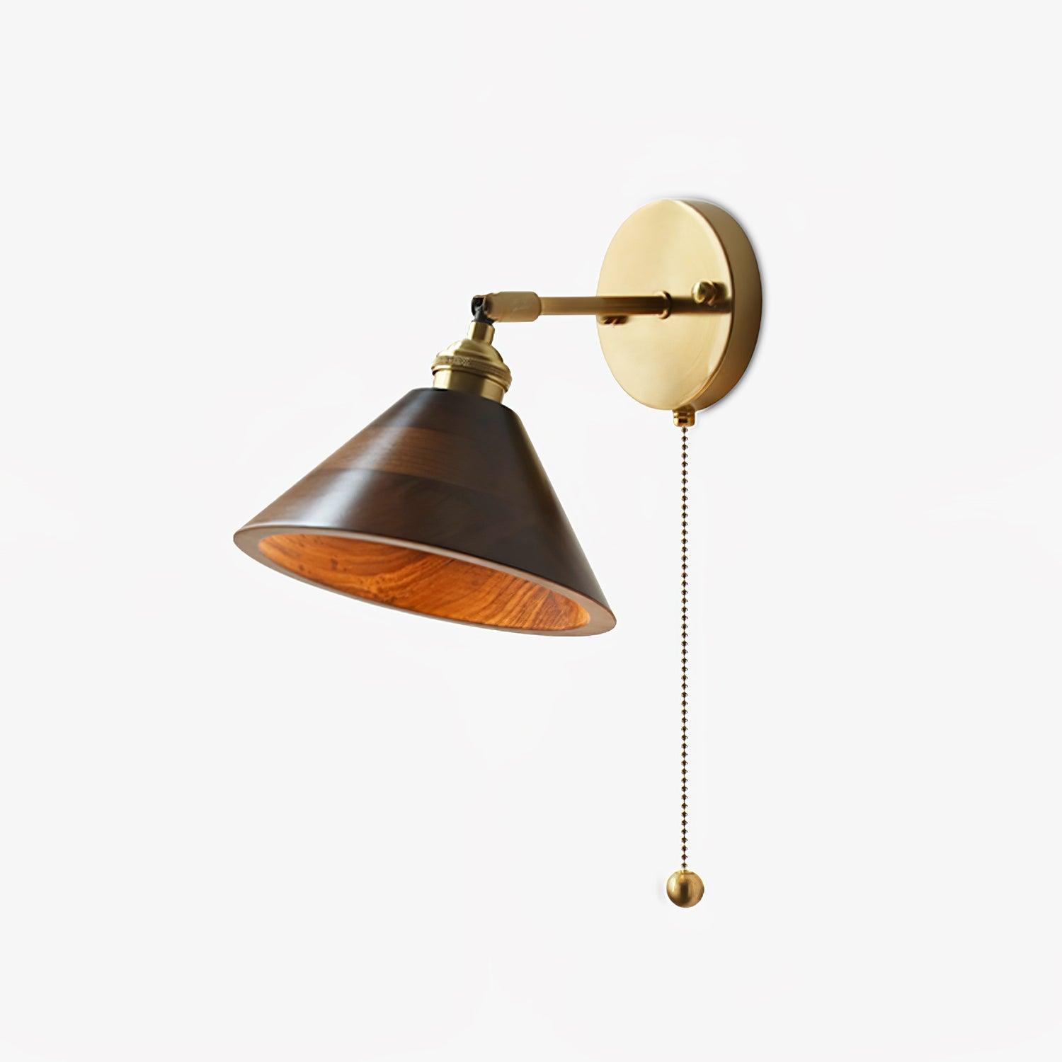 Vintage Wooden Dome Wall Sconce with Retro Brass Accent Design
