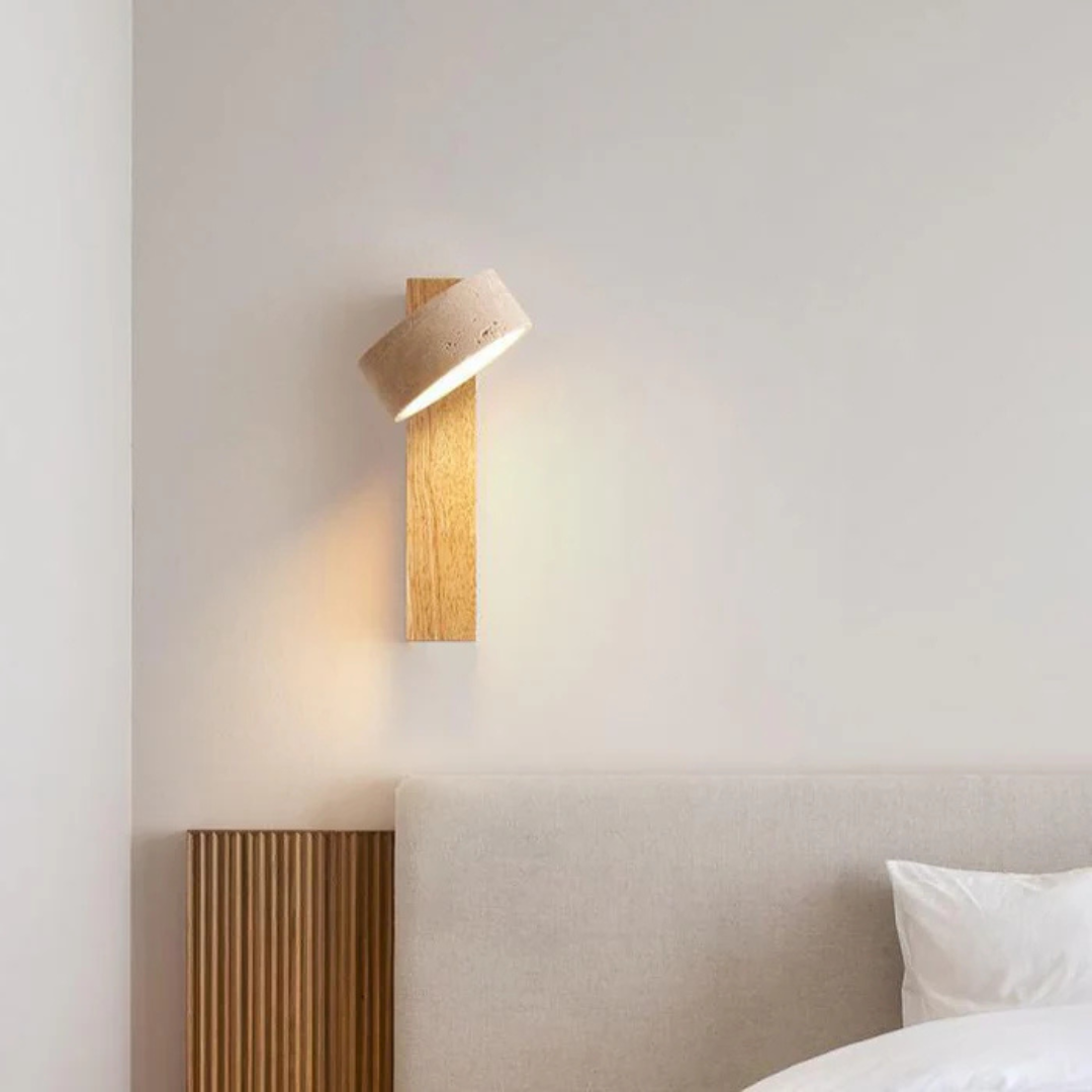 Wabi-Sabi Travertine Wood LED Garden Wall Light