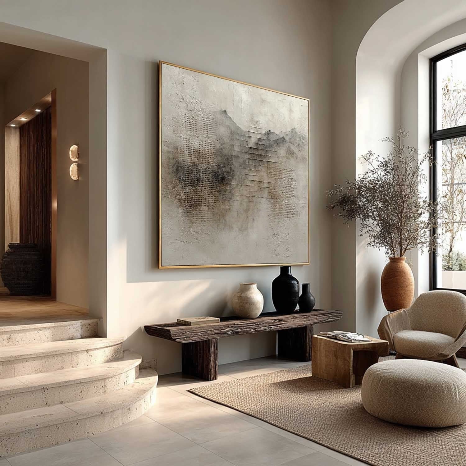 Wabi Sabi Wall Art with Neutral Texture Design