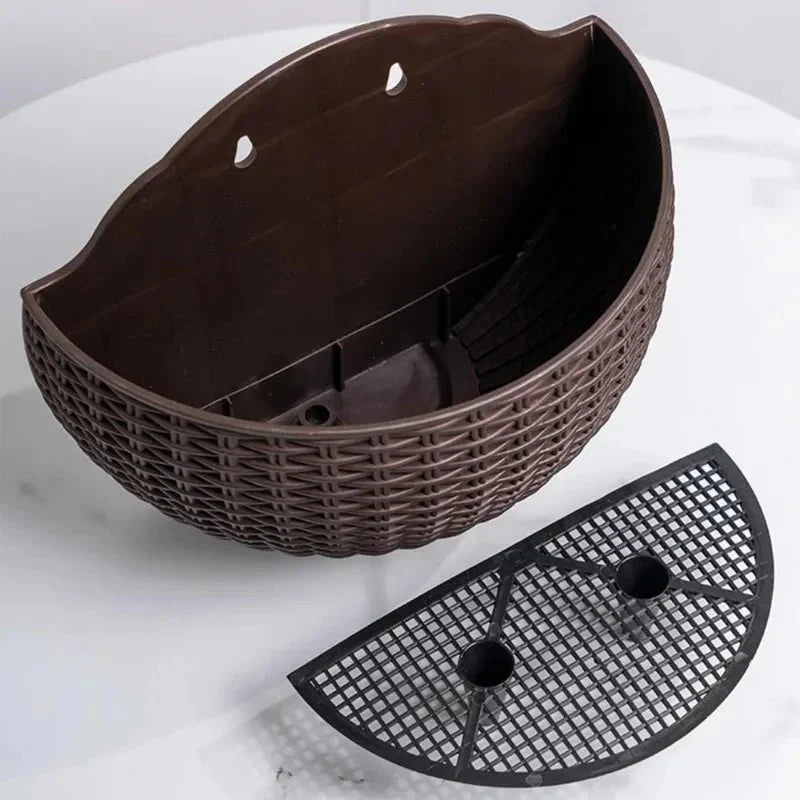 Wall-Mounted Rattan Planters for Stylish Vertical Greenery