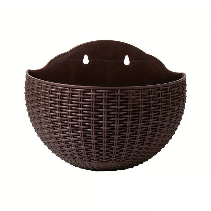 Wall-Mounted Rattan Planters for Stylish Vertical Greenery