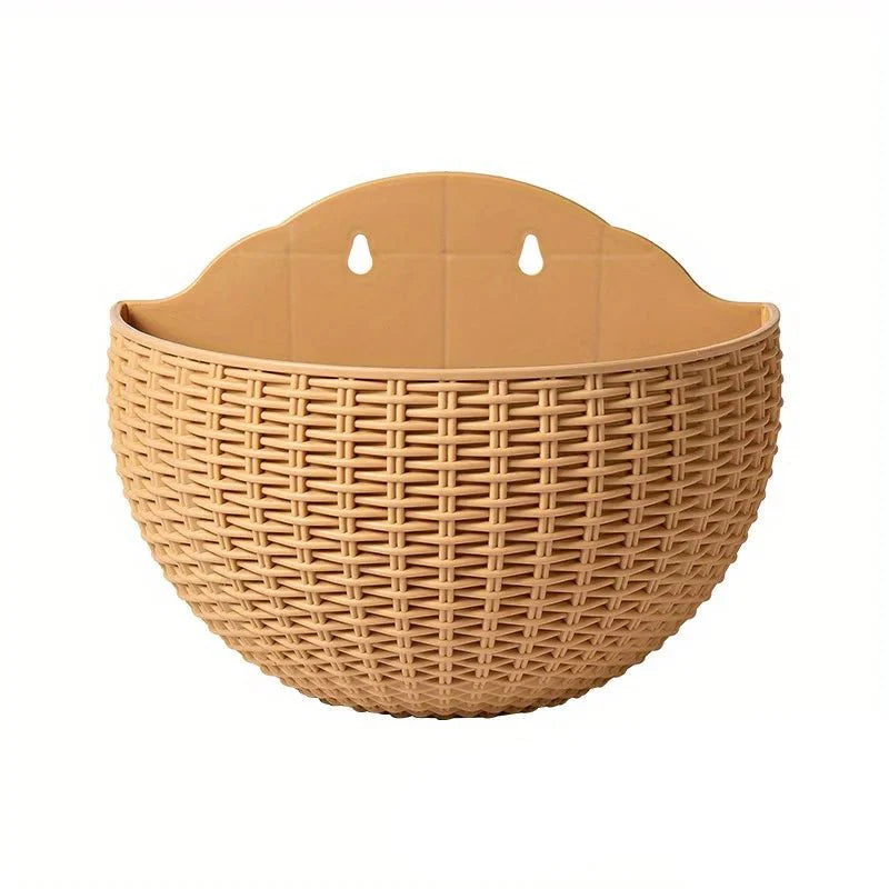Wall-Mounted Rattan Planters for Stylish Vertical Greenery