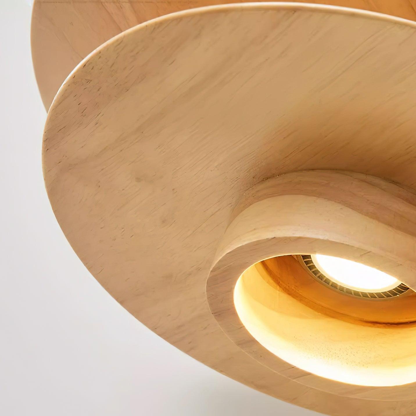 Walnut Layered Pendant Light with Disc Design