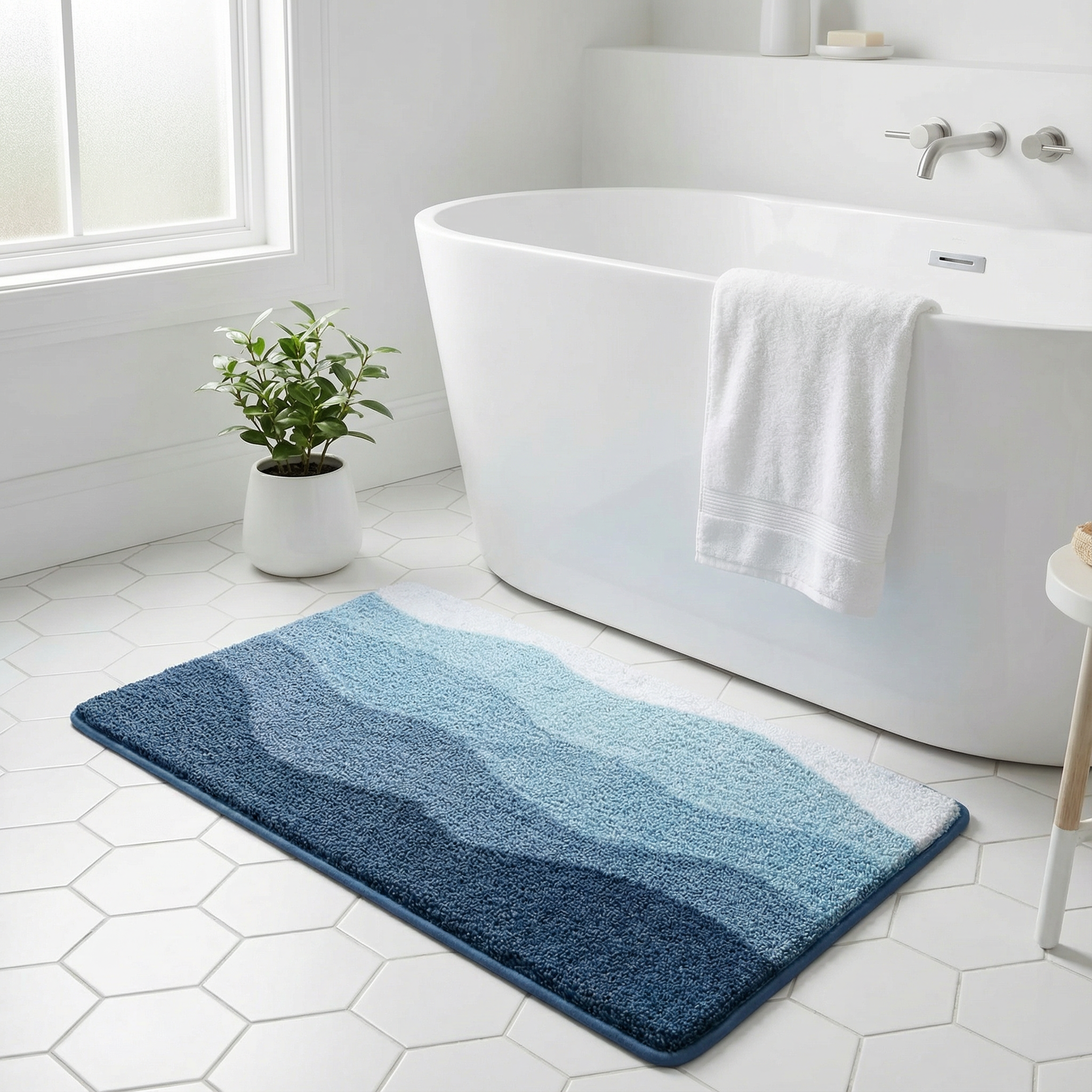 Wave Design Bath Mat for Soft Comfort and Dry Floors