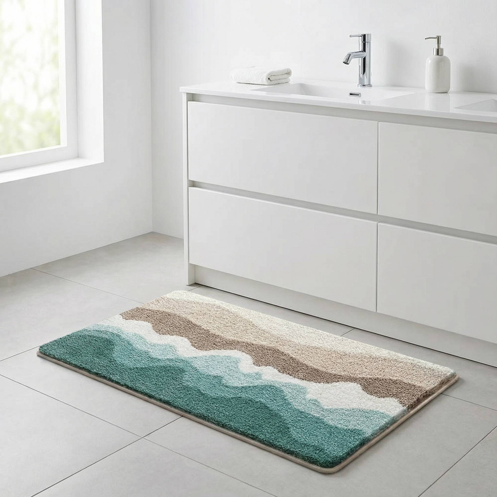 Wave Design Bath Mat for Soft Comfort and Dry Floors