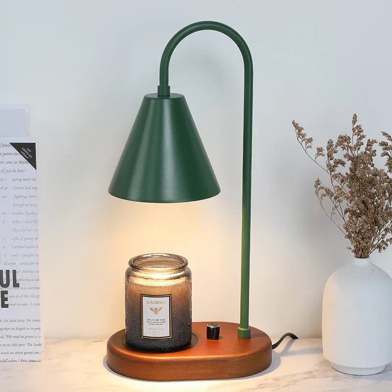 Wood Base Candle Warmer Lamp with Dimmer