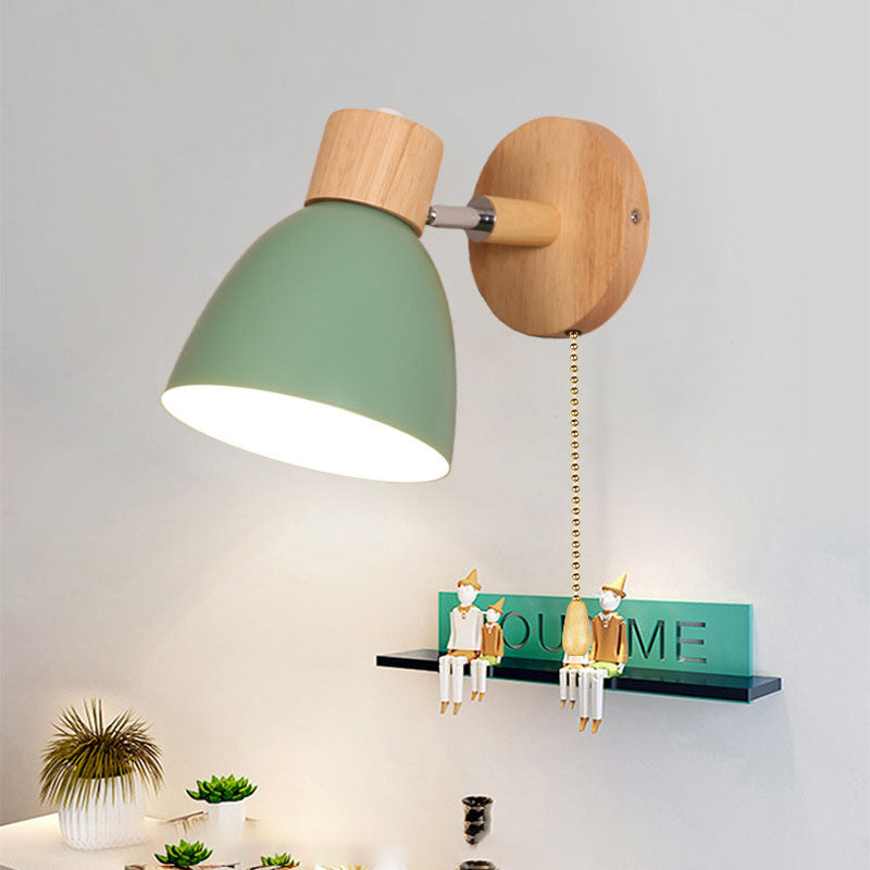 Wood Cone Wall Sconce with Adjustable Head
