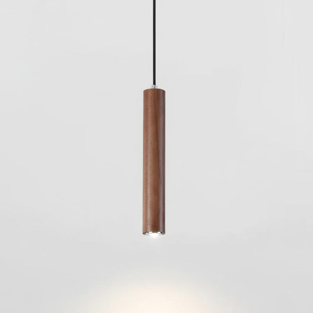 Wood Cylinder Pendant Light with Minimal Design