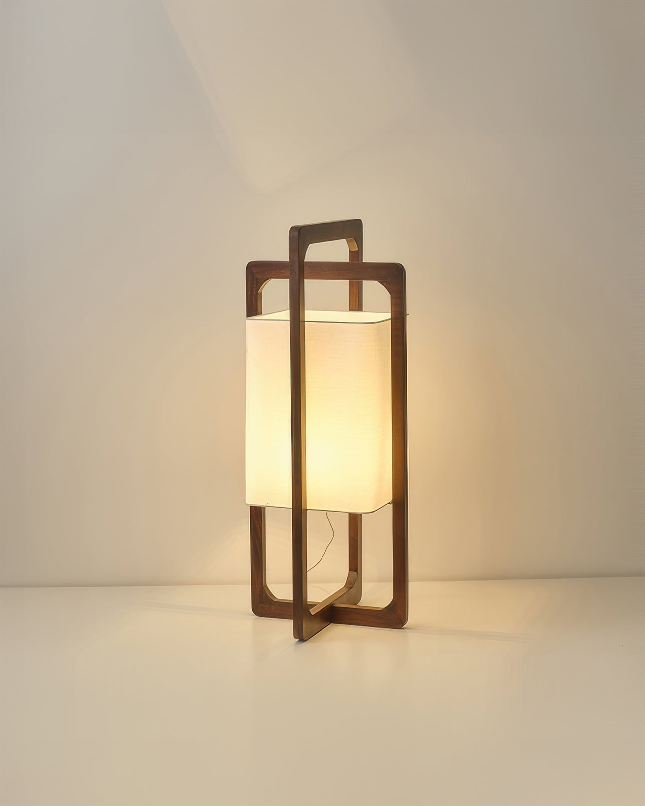 Wood Frame Fabric Floor Lamp
