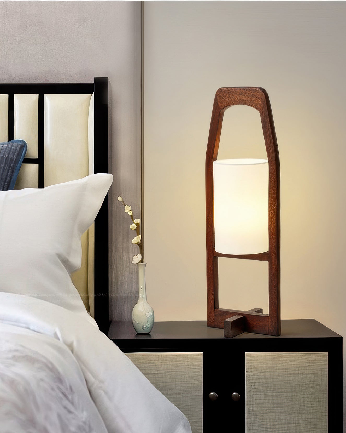 Wood Frame Fabric Floor Lamp