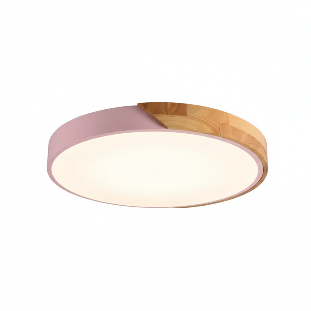 Scandinavian Wood LED Ceiling Light with Modern Flush Design