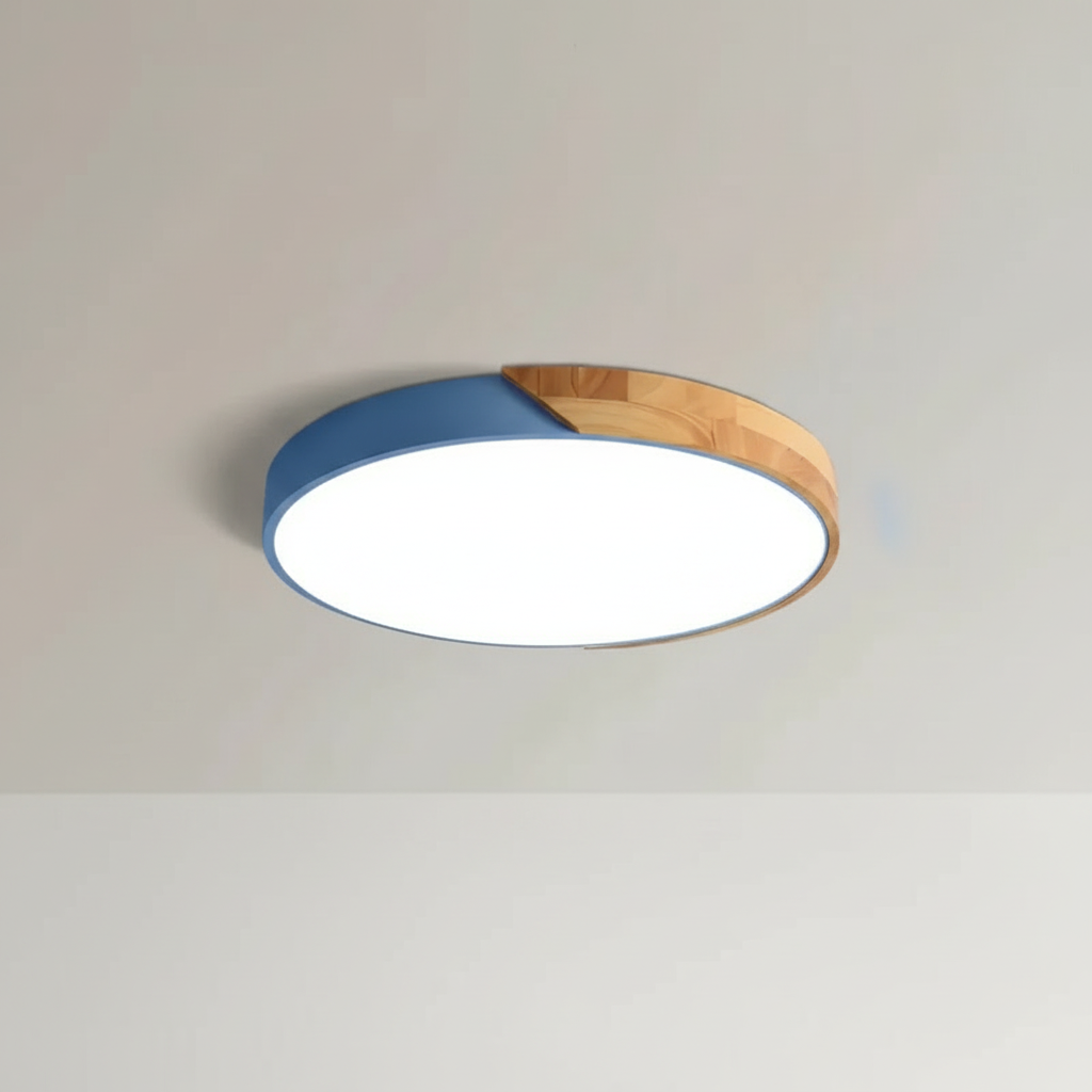 Scandinavian Wood LED Ceiling Light with Modern Flush Design
