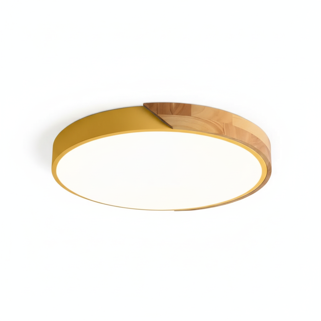 Scandinavian Wood LED Ceiling Light with Modern Flush Design