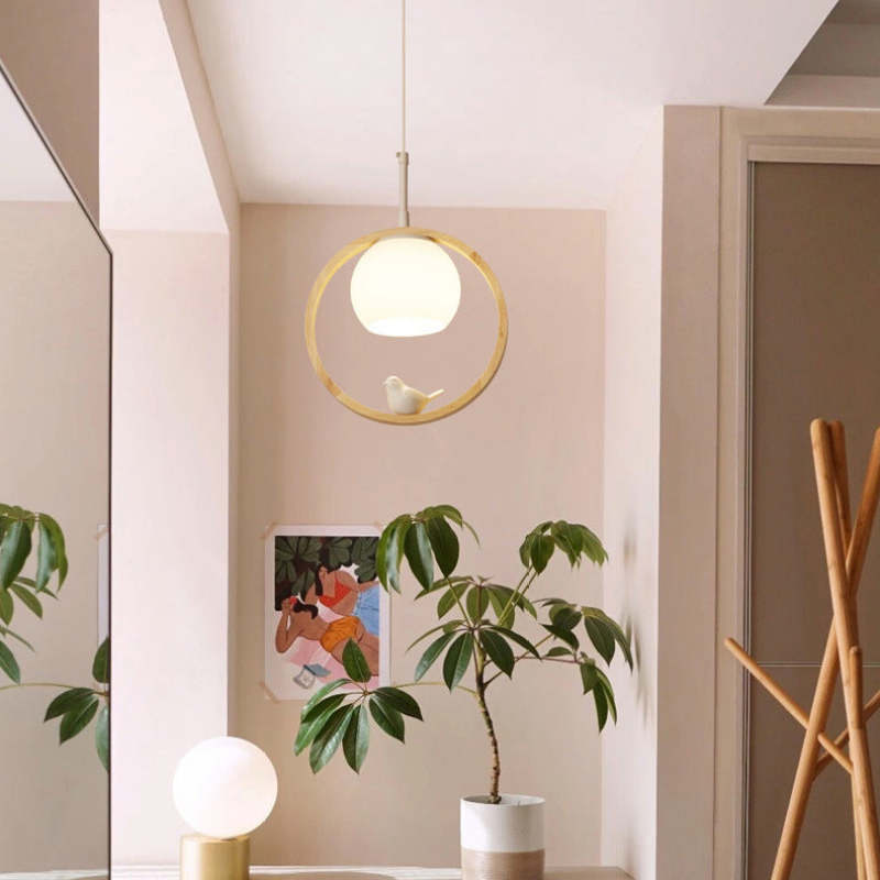 Wood Ring Bird Porch Light