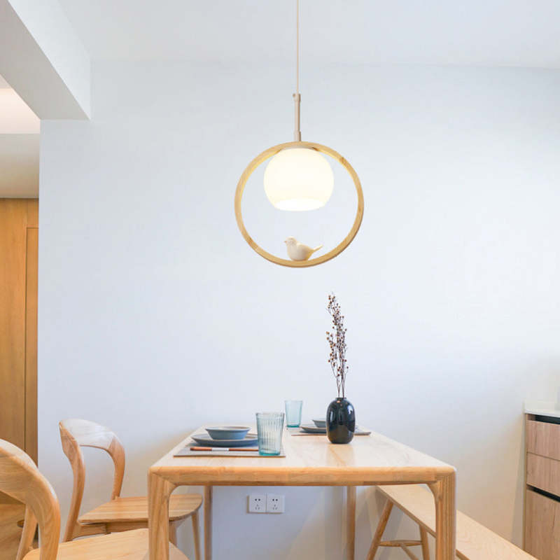 Wood Ring Bird Porch Light