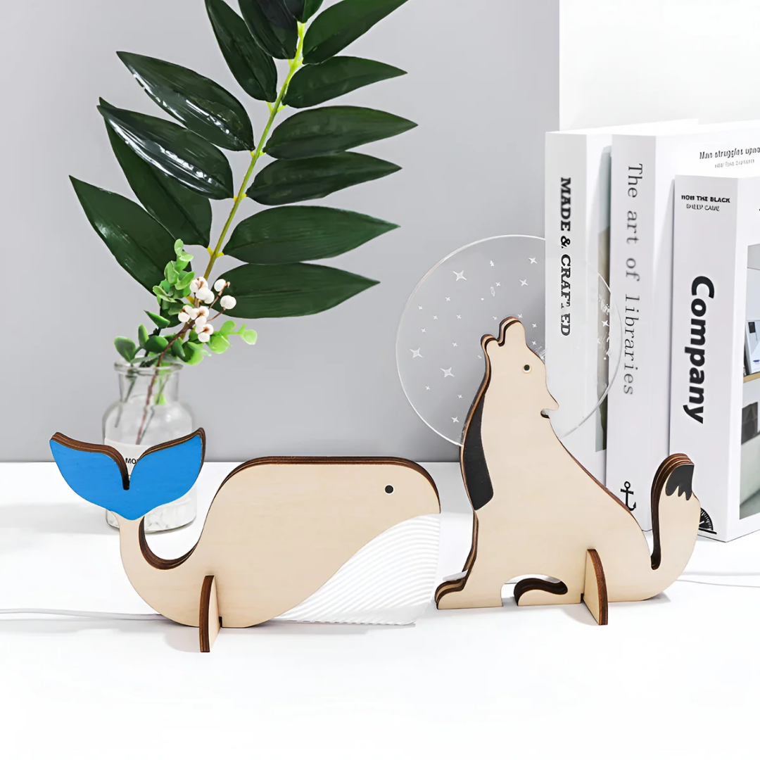Wooden Toucan Animal Lamp with Warm LED Glow