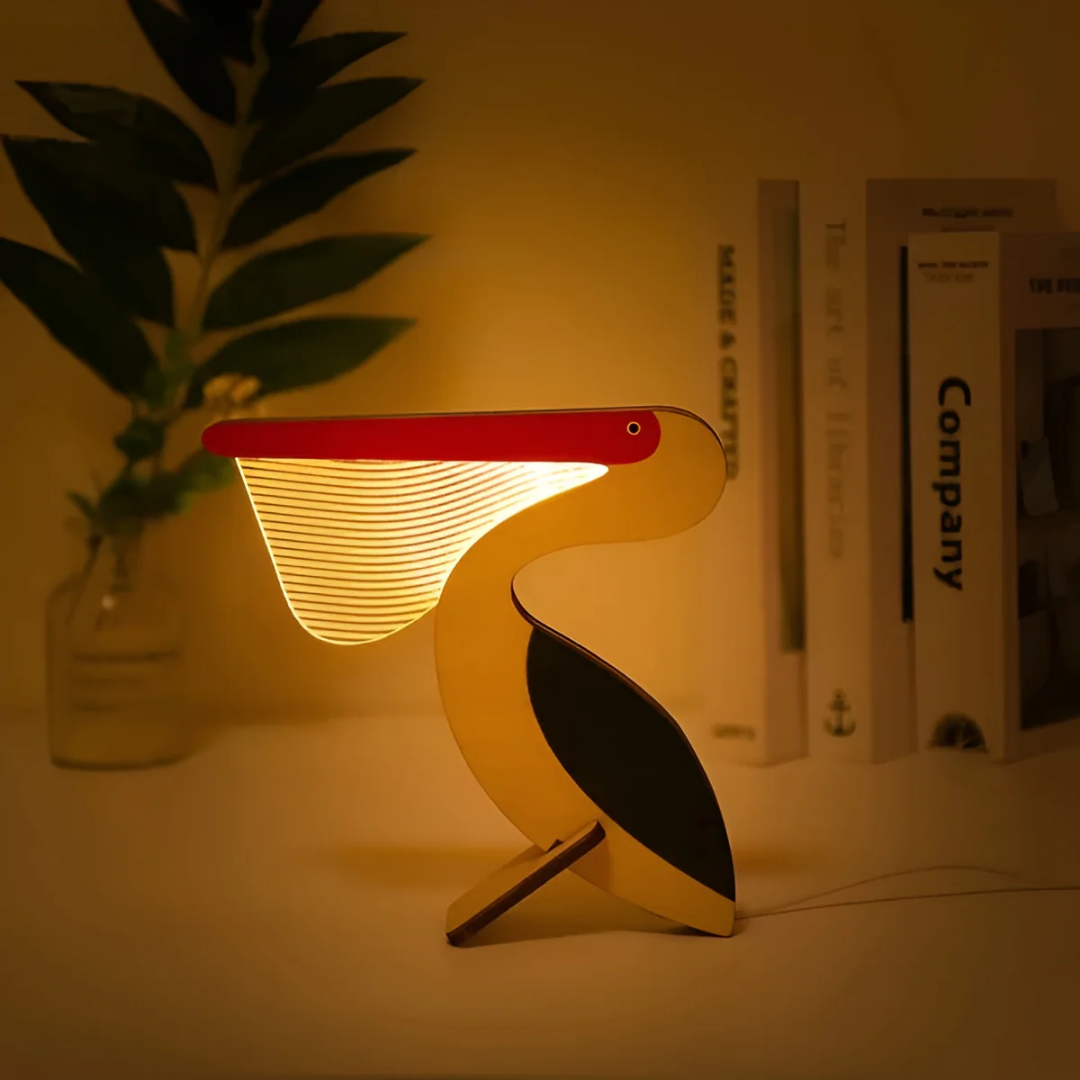 Wooden Toucan Table Lamp with Warm LED Light